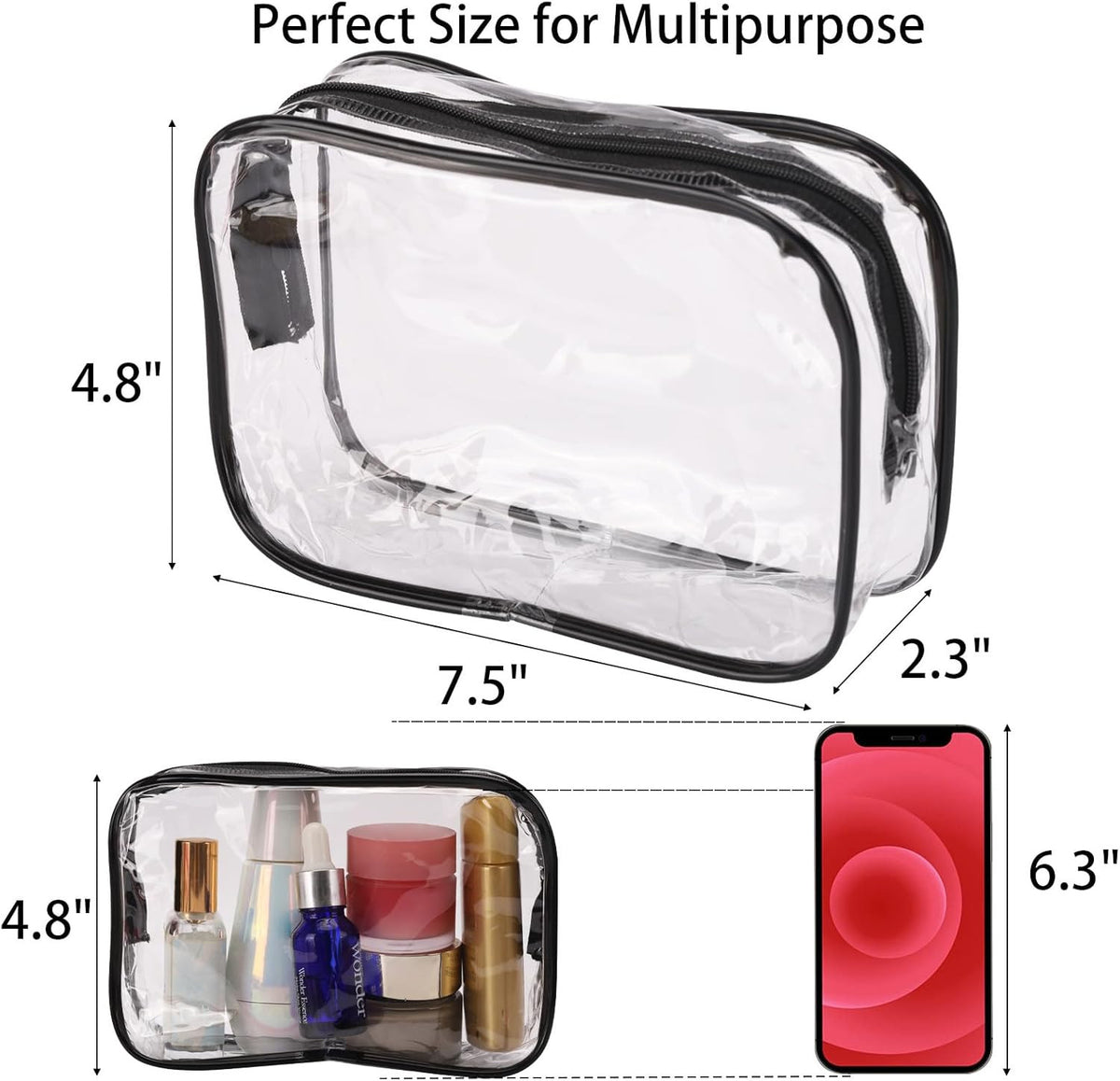 10 Pcs Clear Travel Cosmetic Bags Waterproof Makeup Organizer Small Toiletry Bags