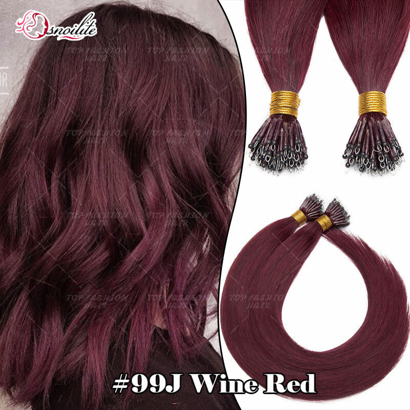Human Remy Hair Extensions Micro Loop Nano Ring Full Head Salon Use