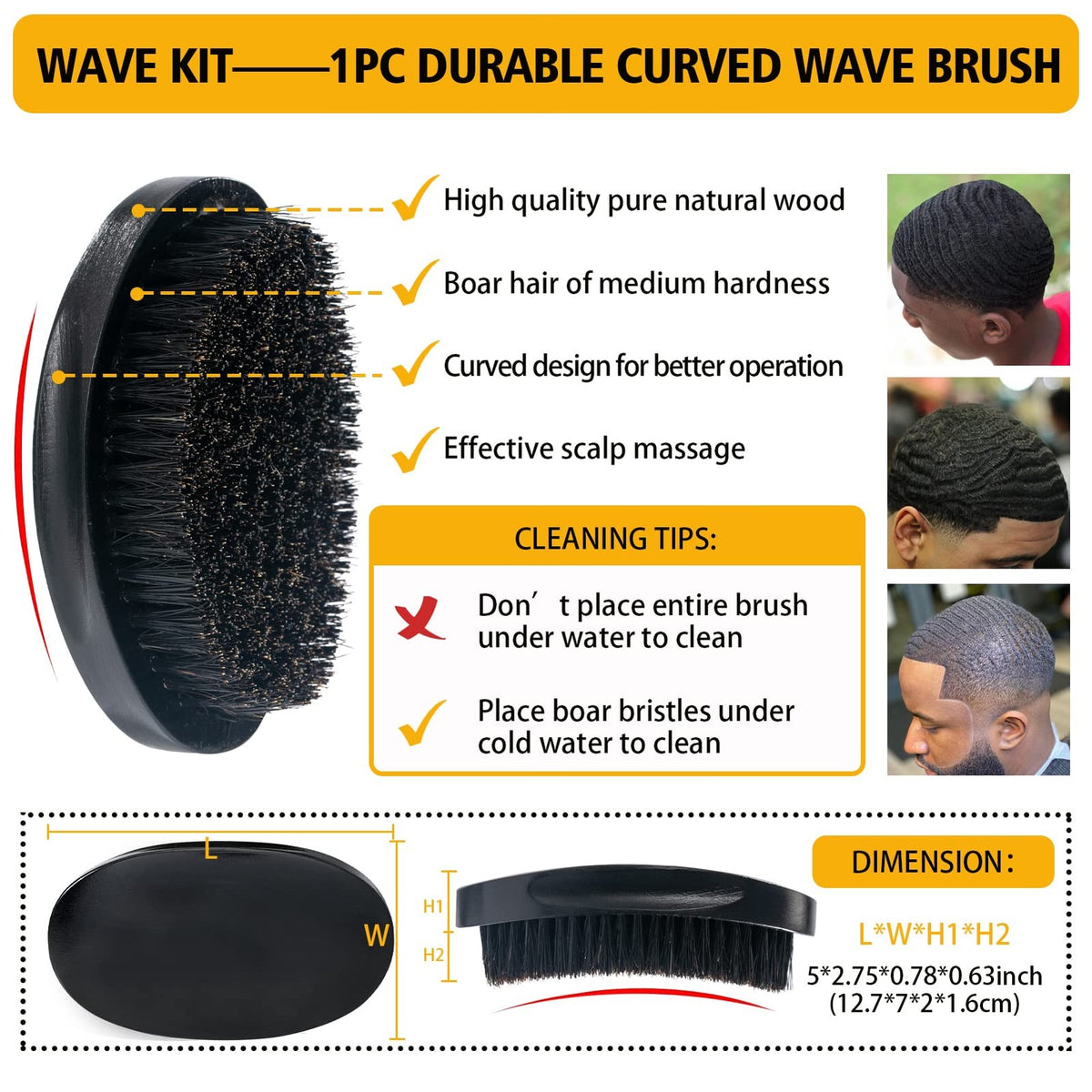 Men's Strong Hold Wave Pomade Kit for 360 Waves Natural Hair Control