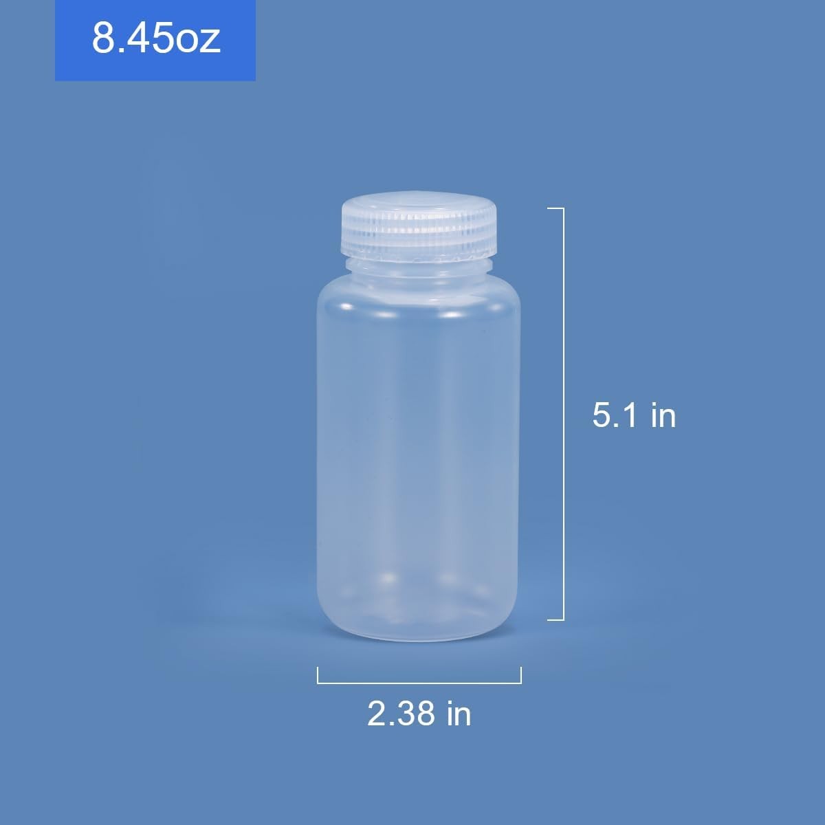 8.4 oz Wide Mouth Lab Reagent Bottle - Clear Polypropylene Chemical Storage