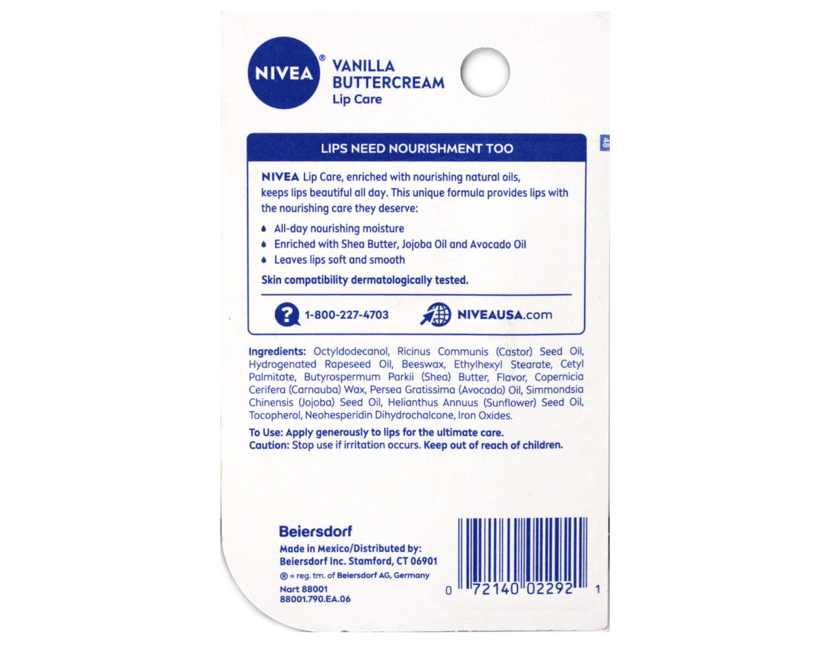Nivea Vanilla Buttercream Lip Balm Set - Nourishing Moisturizing 0.17oz 6 Pack