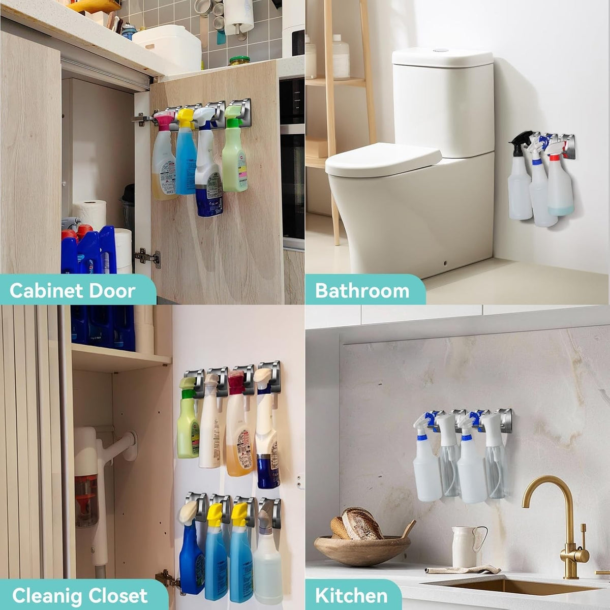 Rust-Resistant Wall Mount Spray Bottle Holder for Kitchen & Bathroom