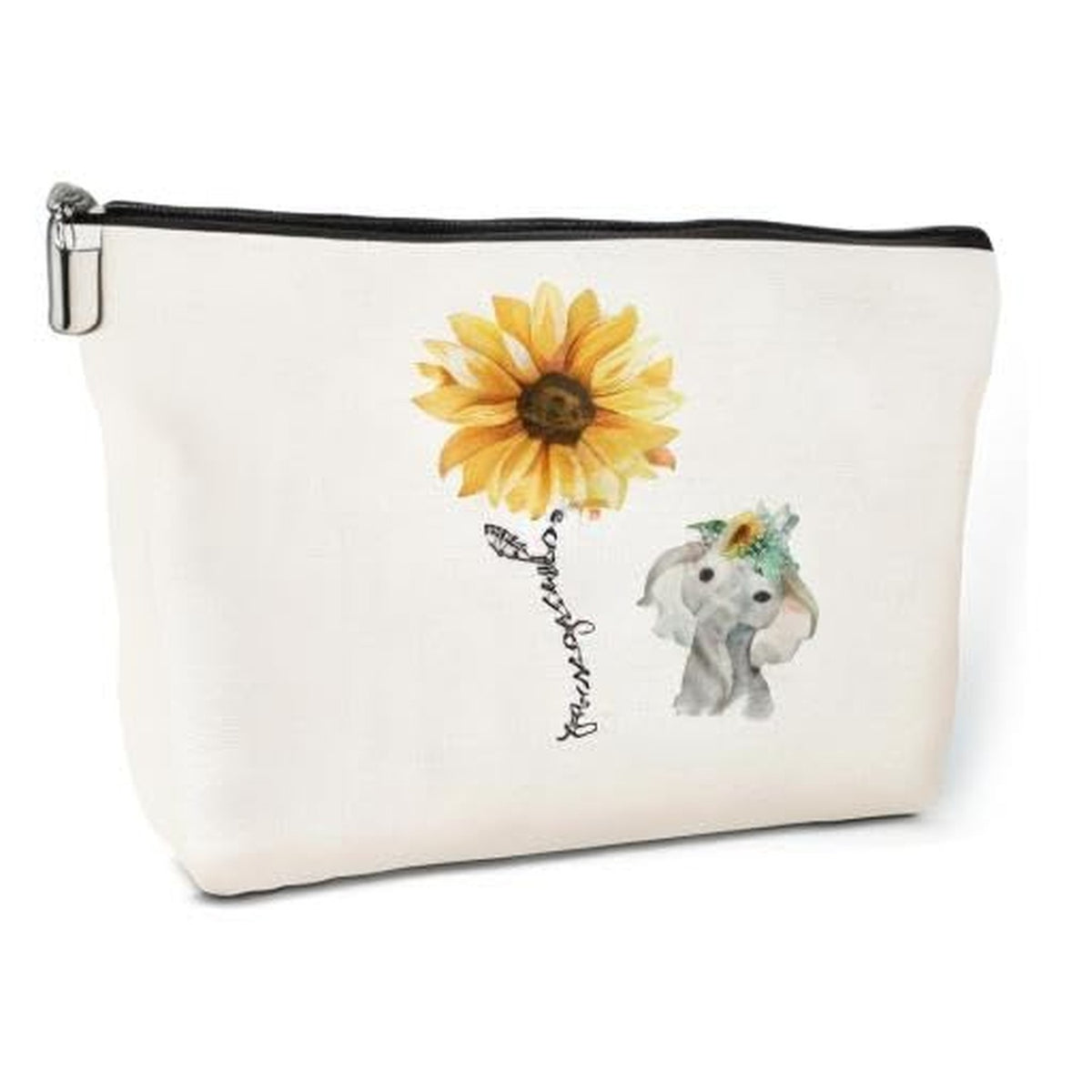 Funny Sunflower Elephant Makeup Bag for Women Travel & Gift