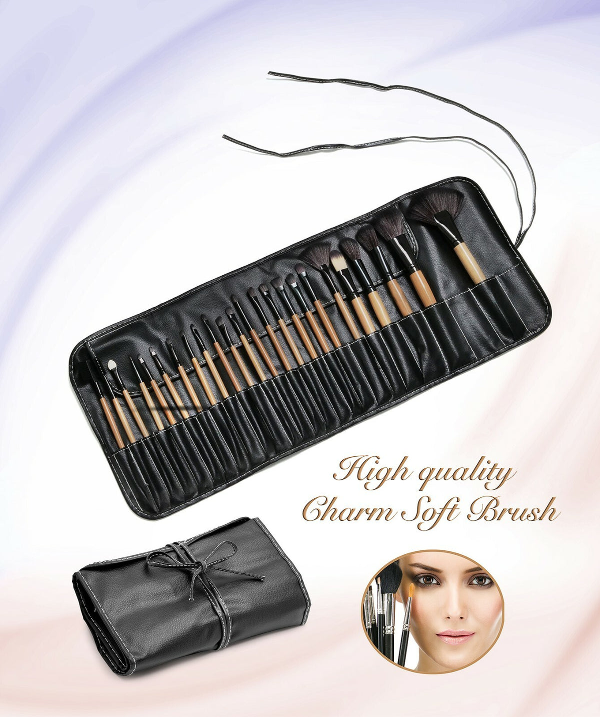 24-Piece Makeup Brush Set High-Quality Soft Bristles for Face & Eyes