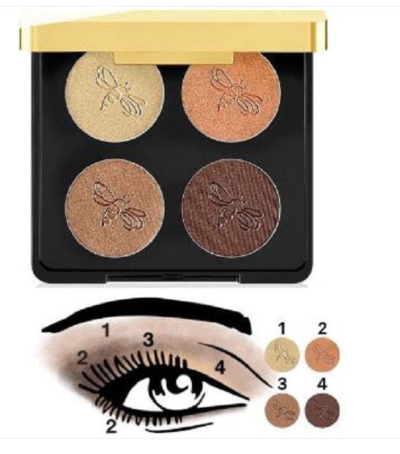 Luxury Eyeshadow Quad with Royal Jelly - Golden Muse, Long-Lasting & Highly Pigmented