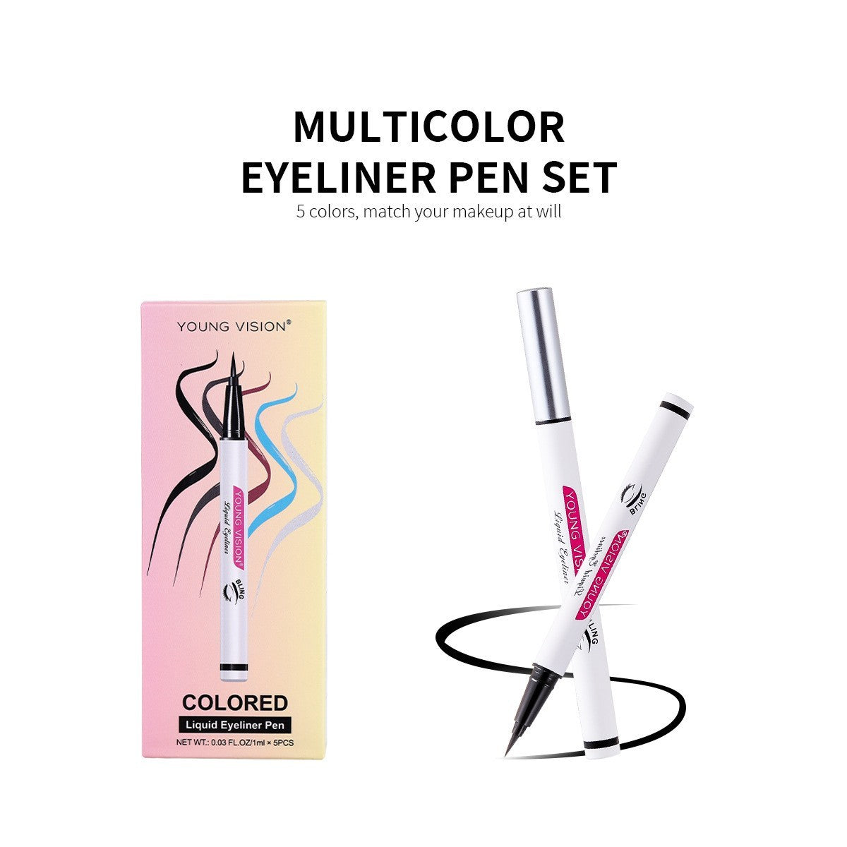 Liquid Eyeliner Set Matte Waterproof Smudge-Proof Long Lasting Eye Makeup 5 Pieces