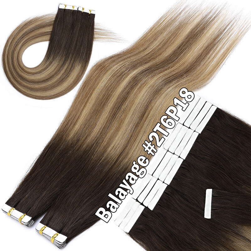Indian Remy Tape-In Human Hair Extensions Full Head - Straight 200G