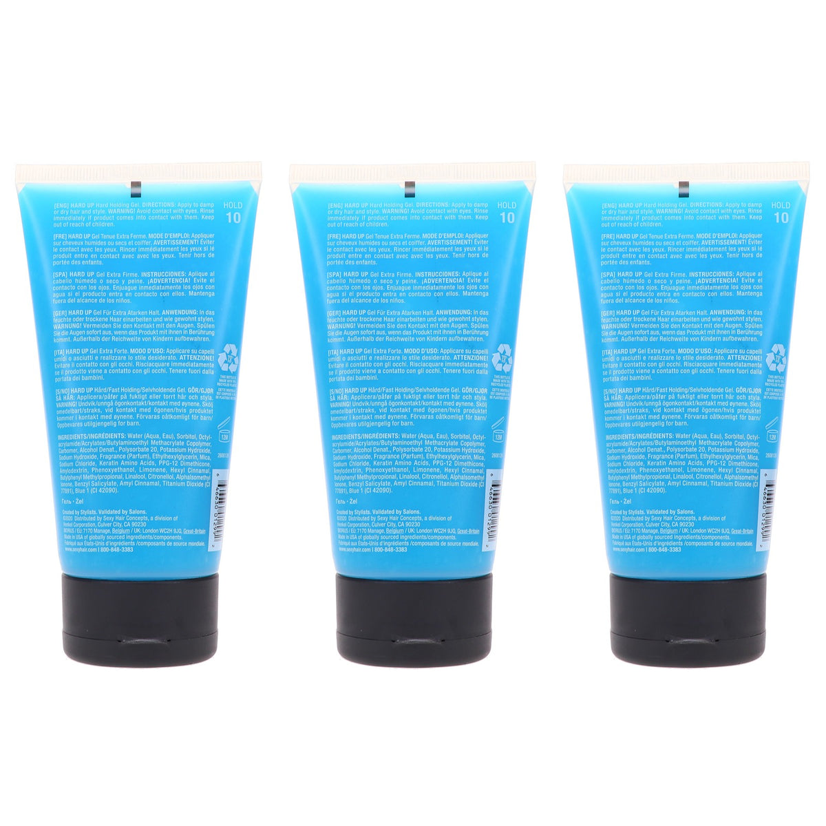Hard Holding Hair Gel 5.1 oz - Strong Fix & Shine, 3 Pack