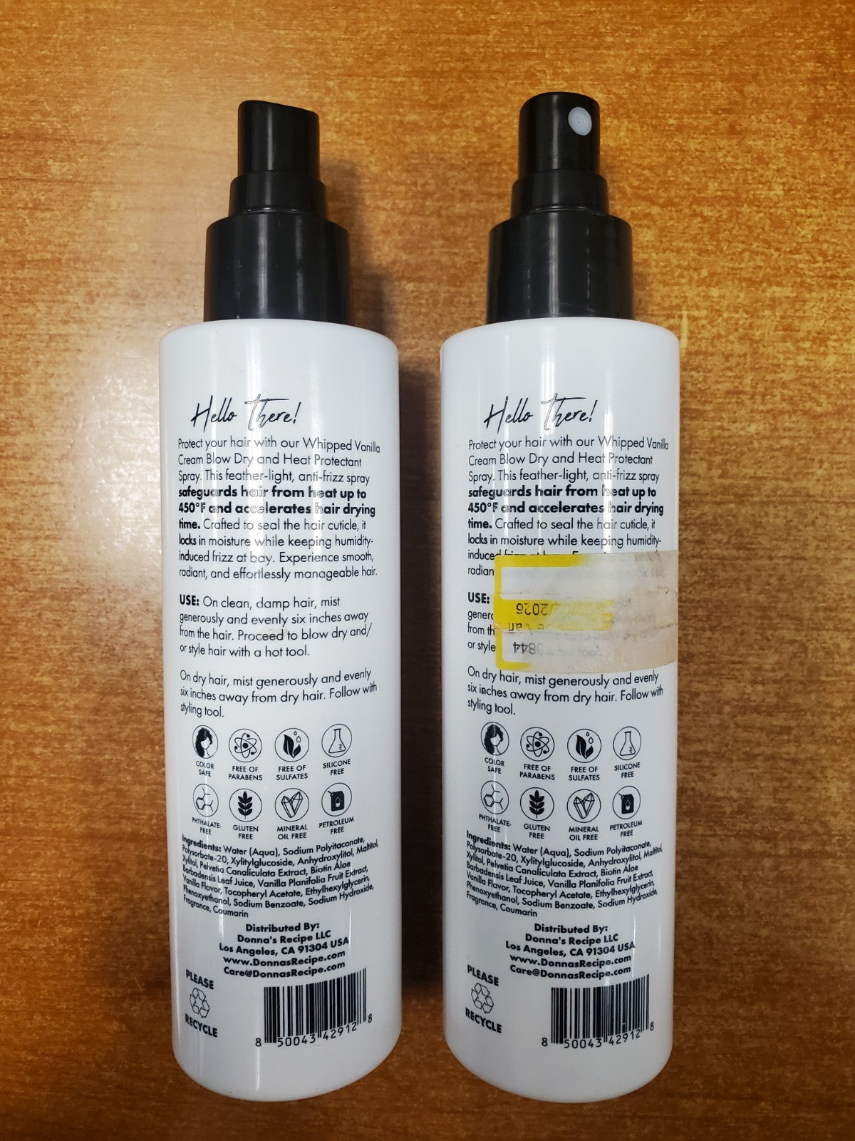 2 Pack Heat Protectant Hair Spray with Vanilla & Biotin - Fast Dry & Anti-Frizz