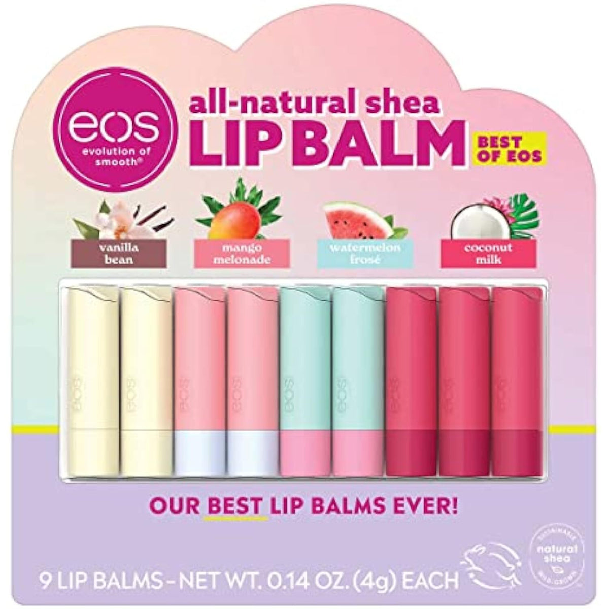 Evolution of Smooth EOS Lip Balm Set - 9 Assorted Flavors, Paraben & Cruelty-Free