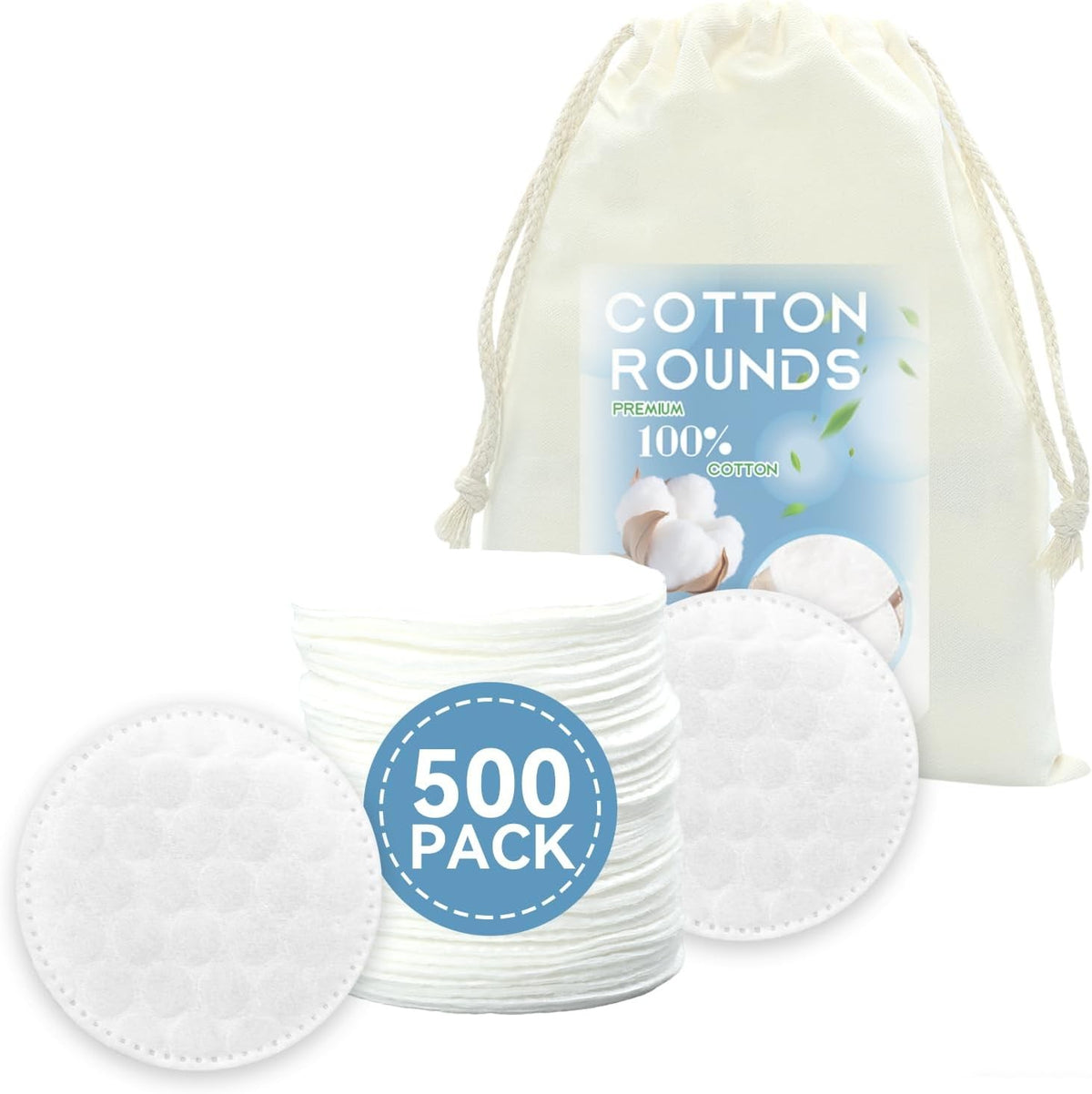 Cotton Rounds for Face Makeup Remover Pads 500 Count Hypoallergenic