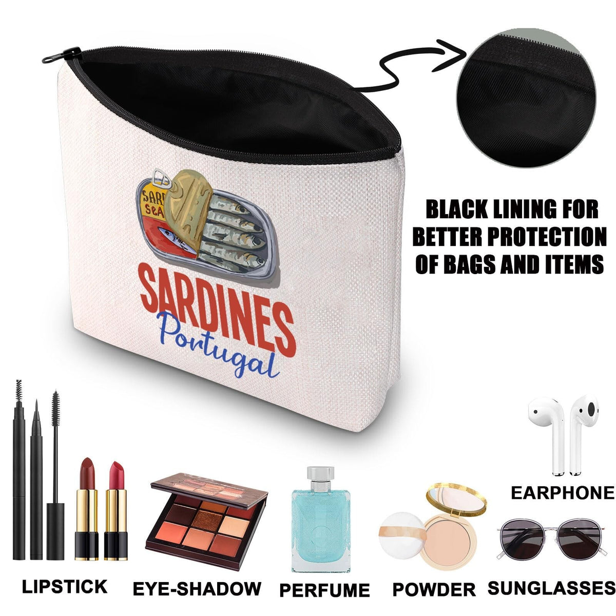 Sardine Tin Makeup Bag - Waterproof Cosmetic Travel Pouch