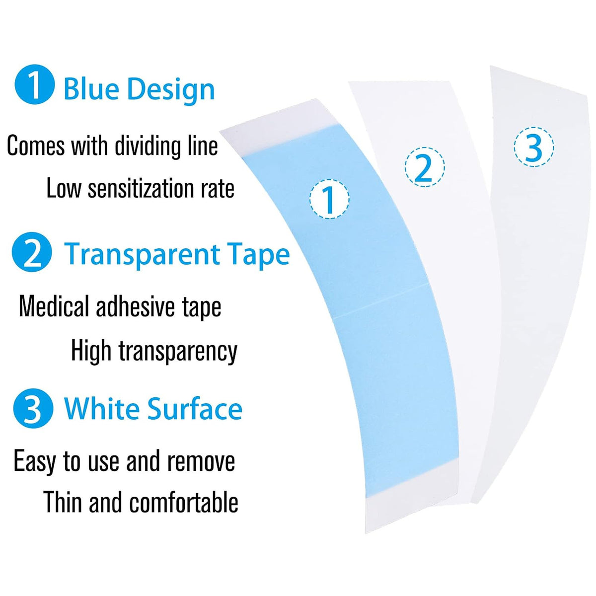 Waterproof Double Sided Wig Tape - Clear Adhesive for Lace Front Wigs 48PCS