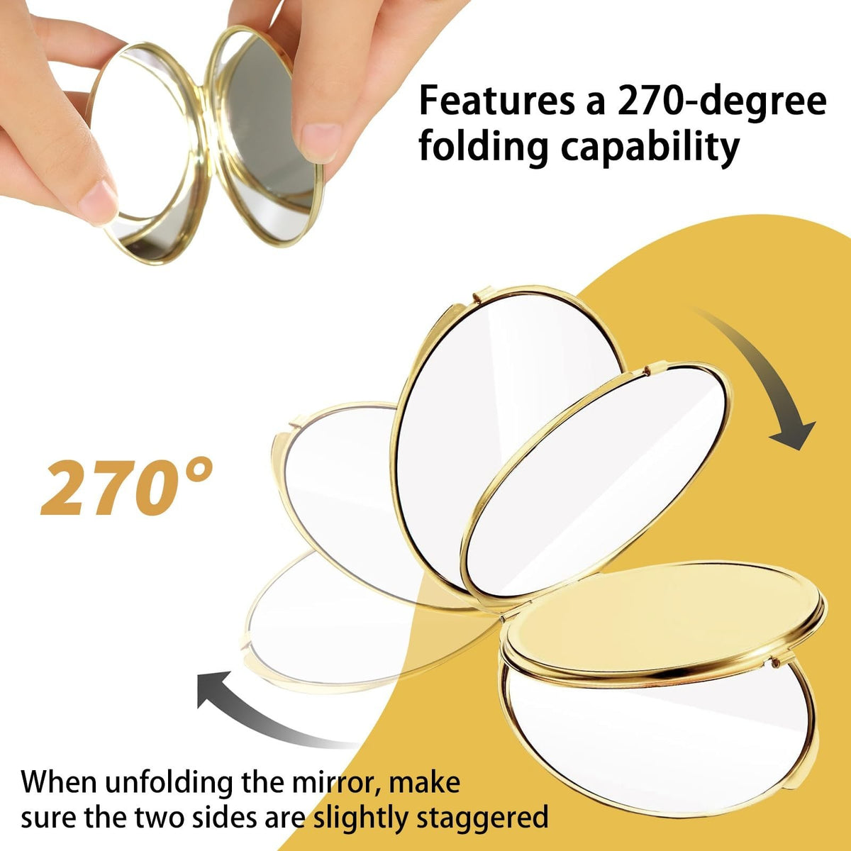 12 Pack Portable Folding Compact Mirrors with Storage Bag - Double Sided Travel Makeup Mirrors for Women