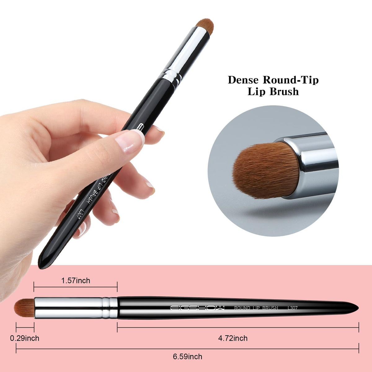 Lip Brush for Lip Gloss and Lipstick - Precise Makeup Applicator, Black