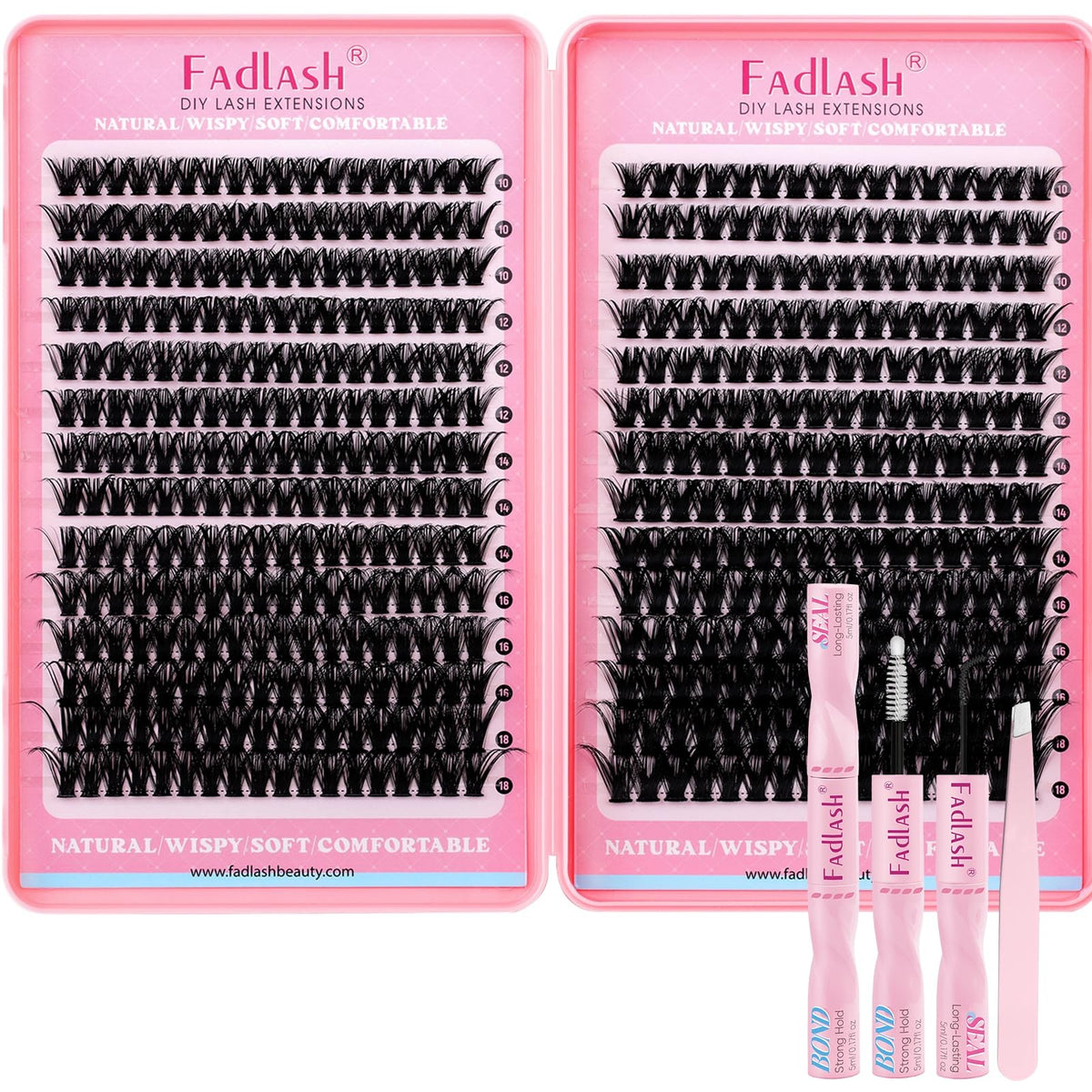 DIY Lash Clusters Kit 80D+100D Natural D Curl Extensions 10-18mm