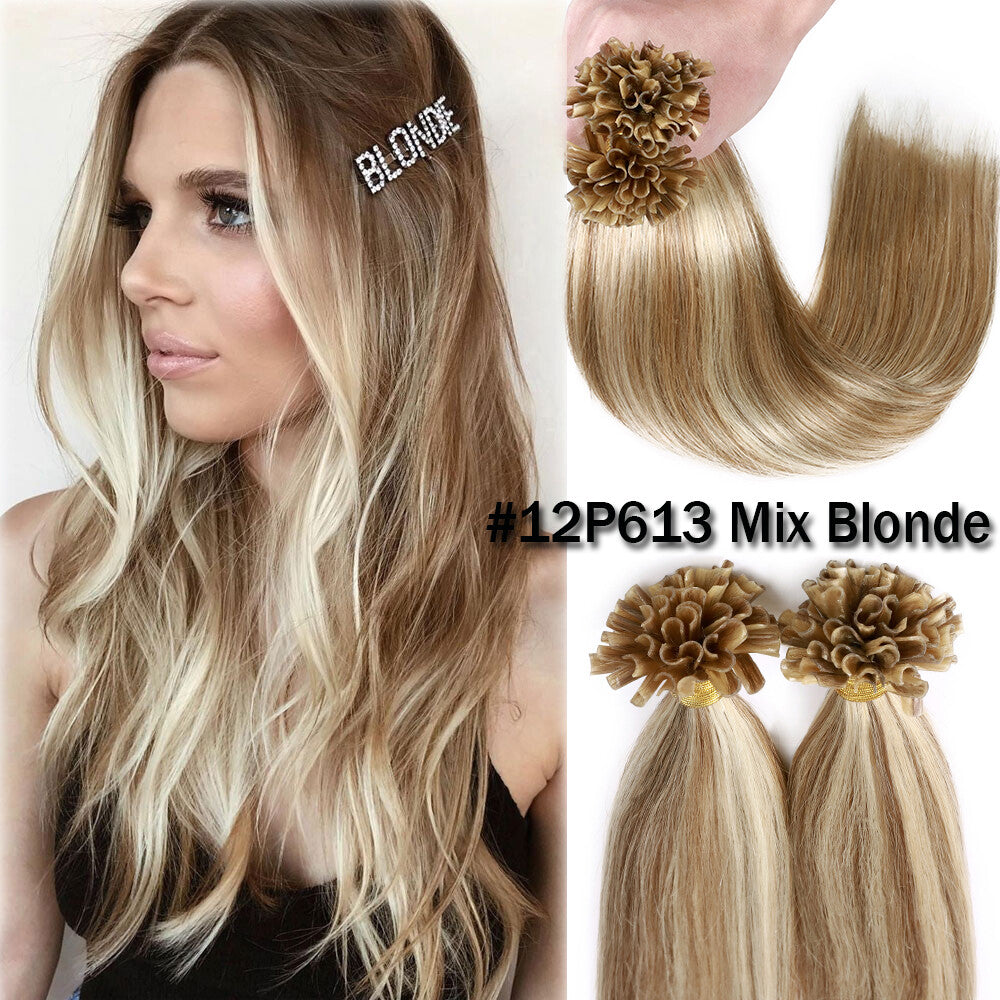 Pre Bonded Keratin Hair Extensions - Human Hair Remy U Tip Thick Strands