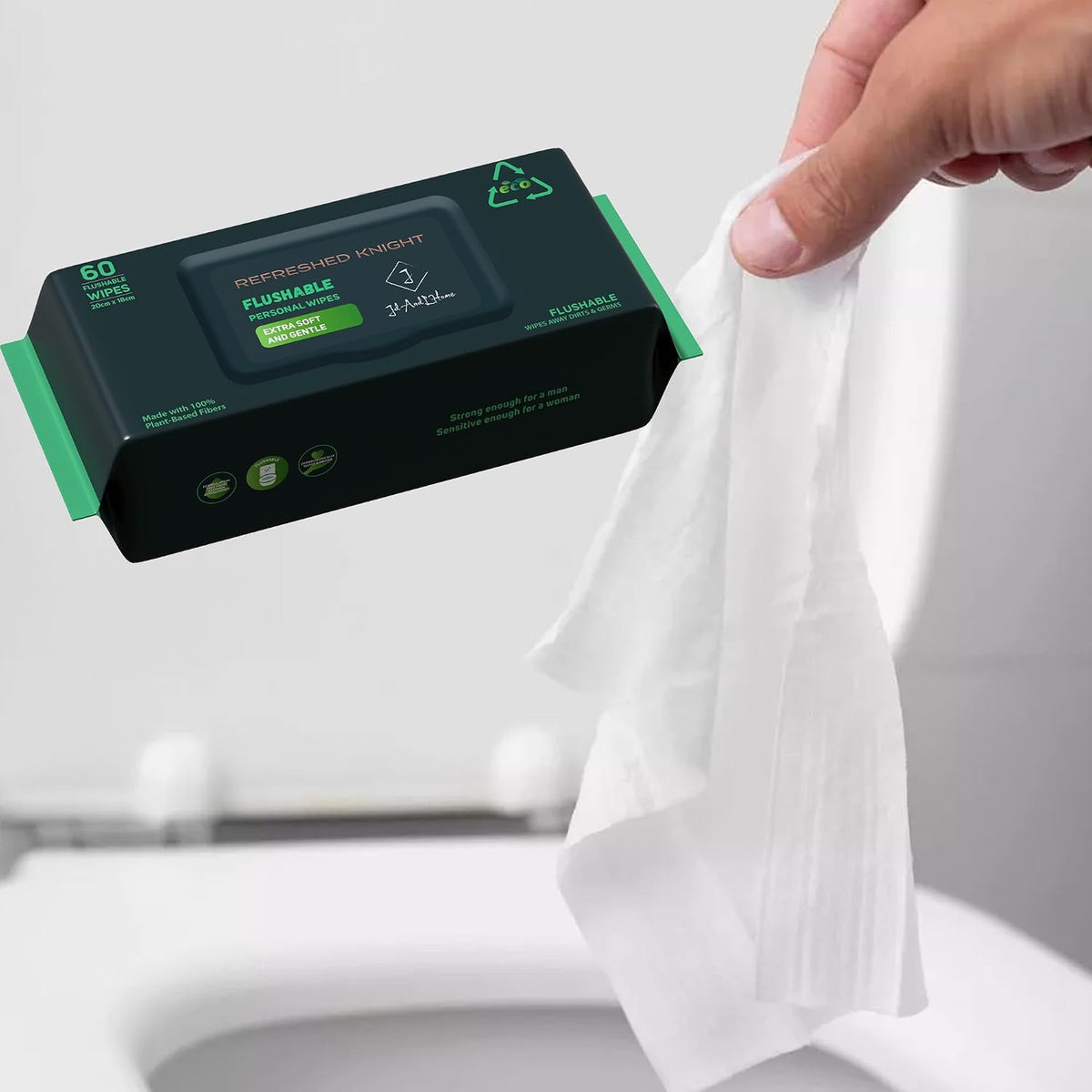 Adult Flushable Wipes Extra Large Unscented Aloe 60 Count - Gentle Personal Hygiene