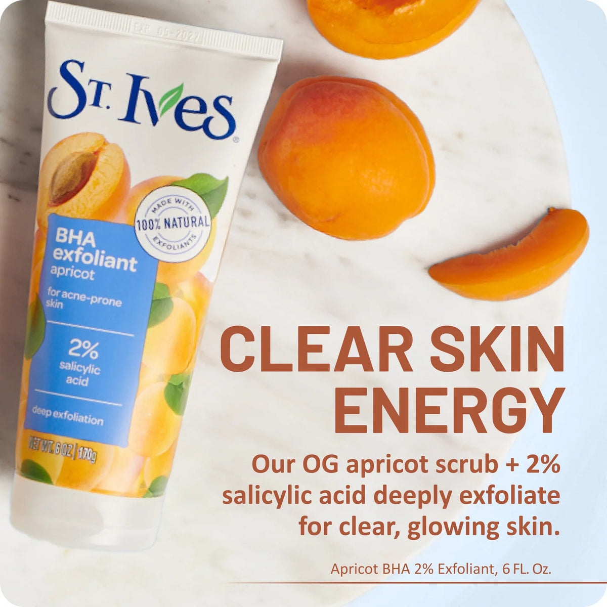 St. Ives Facial Scrub BHA Exfoliant Apricot Oil Free Salicylic Acid