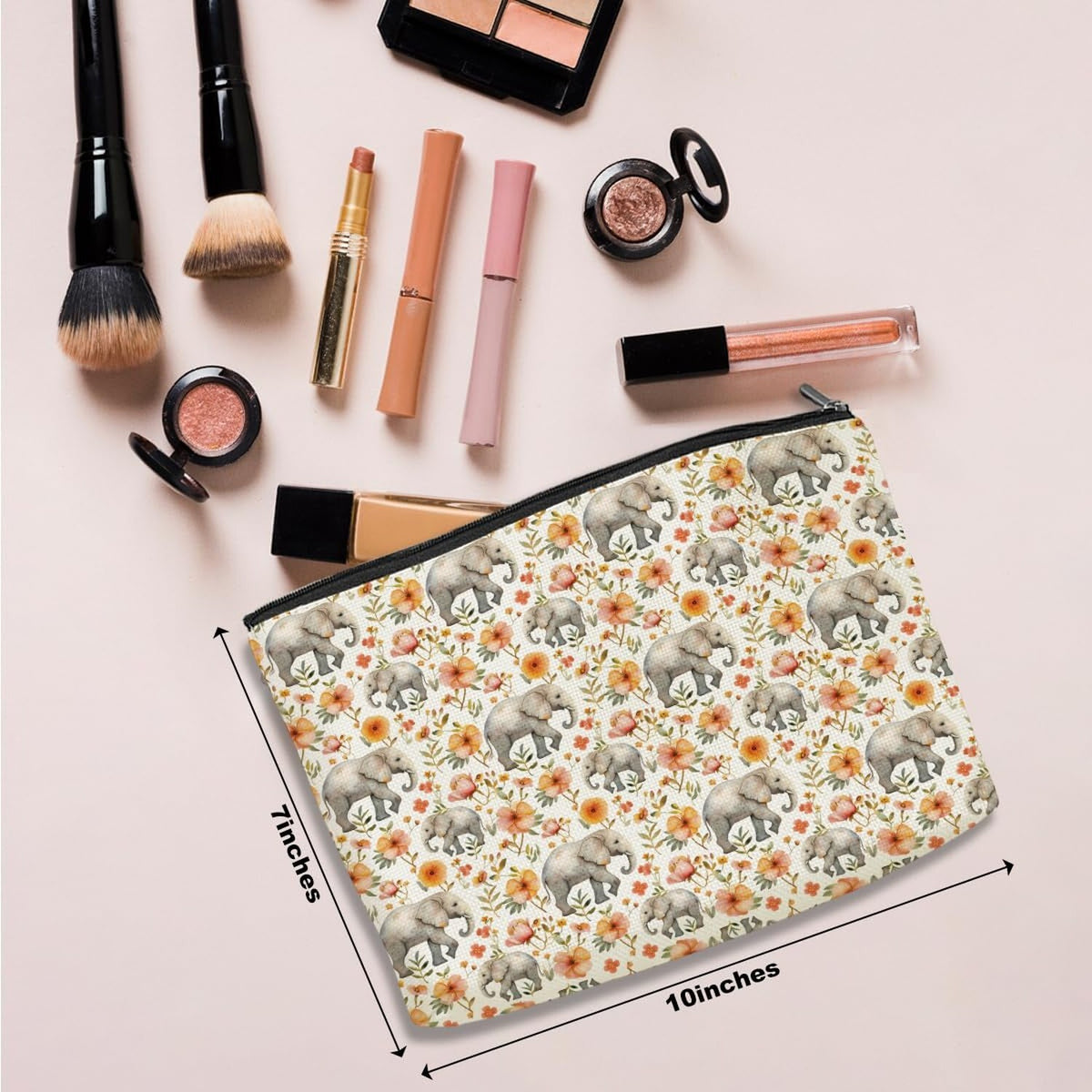Elephant Cosmetic Bag - Large Capacity Makeup & Travel Organizer, Gift for Animal Lovers