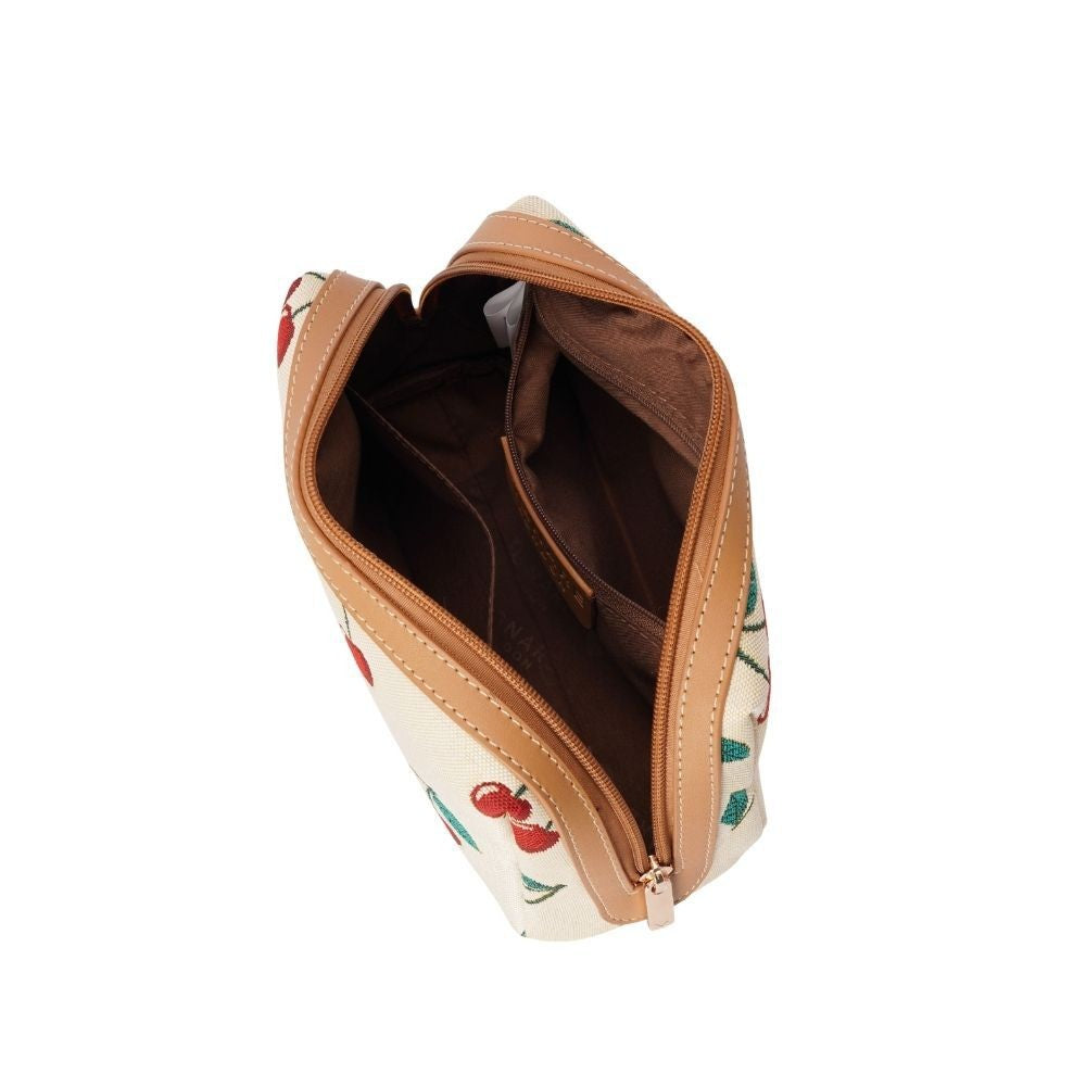 Cherry Cream Beauty Bag - Travel Cosmetic & Toiletry Organizer