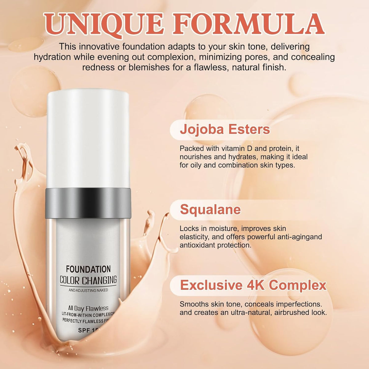 Color-Adapting Foundation with SPF 15 - Flawless Concealer Makeup Set