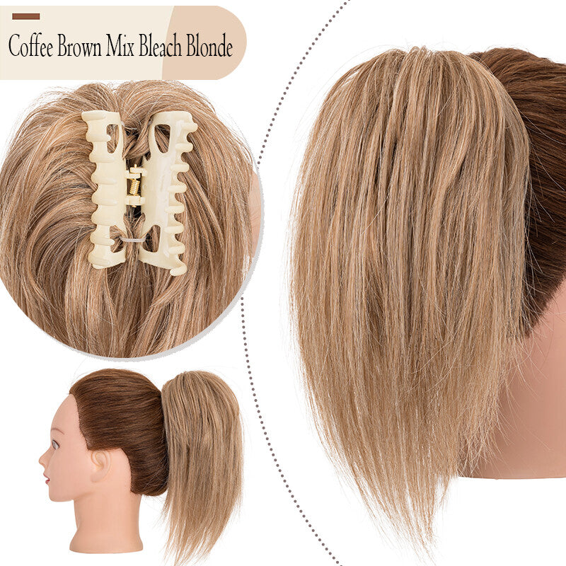 Messy Bun Scrunchie Hair Ponytail Claw Clip Updo Extensions - Thick Ombre Style
