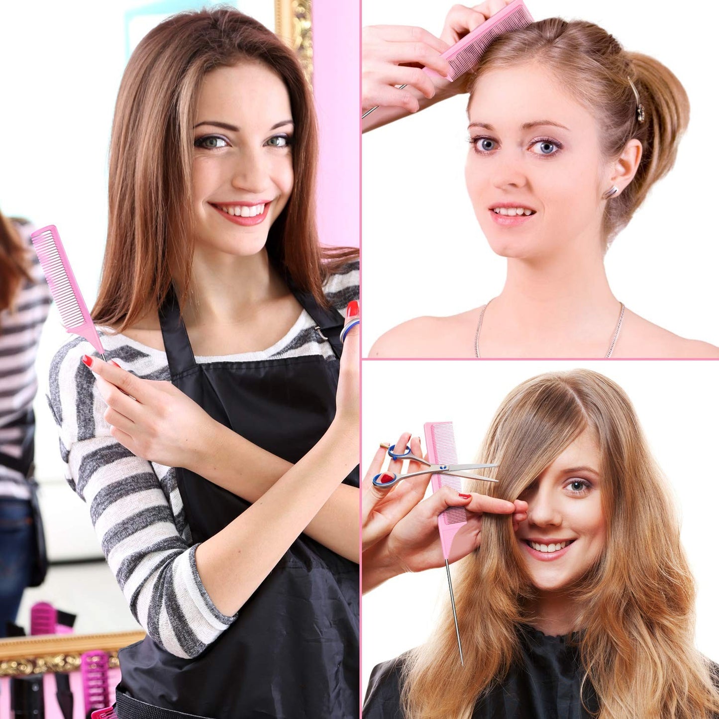 Heat-Resistant Carbon Fiber Teasing Comb Pack - Hair Styling & Backcombing Tool
