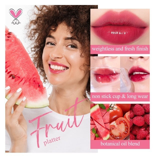 Waterproof Lip Tint & Gloss Set - 3 Watermelon, Tomato, Raspberry Shades