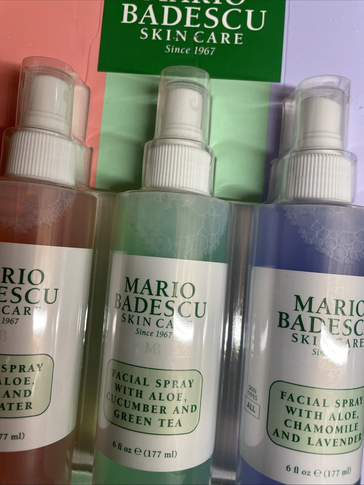 Mario Badescu Facial Spray Trio with Aloe Cucumber Rosewater Lavender 6oz - Hydrating Mist Set