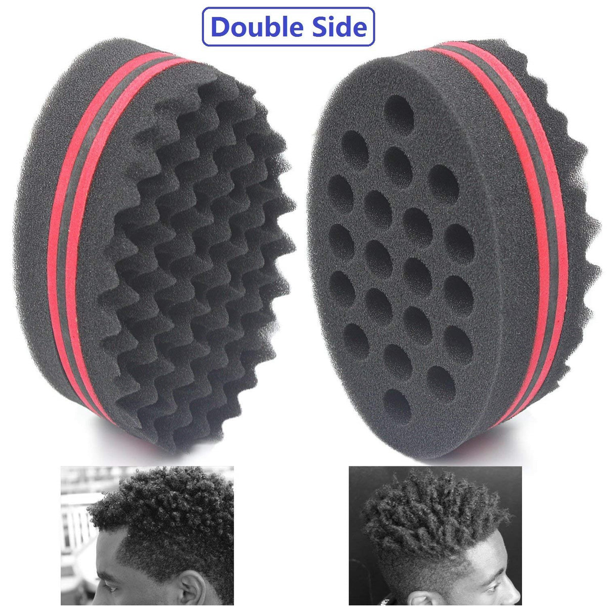2×Barber Magic Hair Brush Sponge Double Side Locking Afro Curl Twist