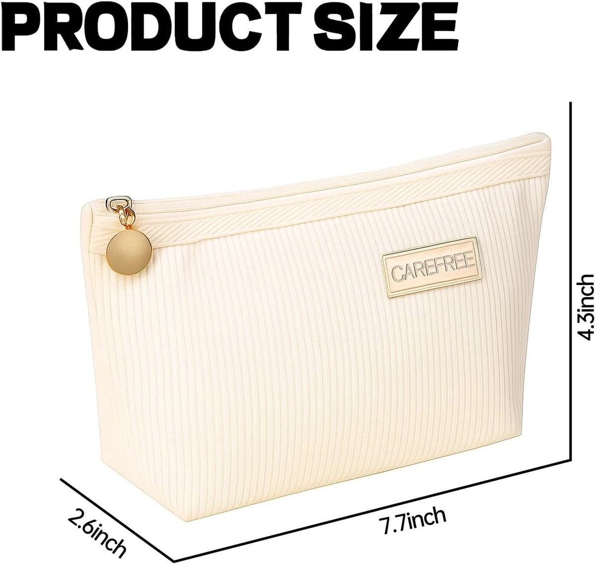 White Travel Makeup Bag Cosmetic Organizer Toiletry Pouch 19.5x11x6.5cm