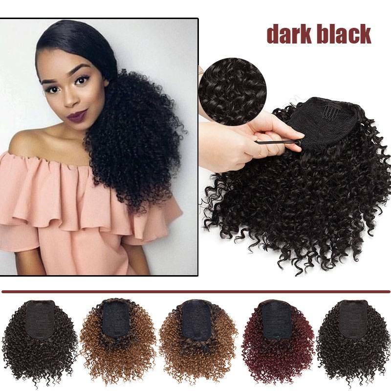Kinky Curly Ponytail Clip-In Hair Extension with Drawstring - Natural & Voluminous