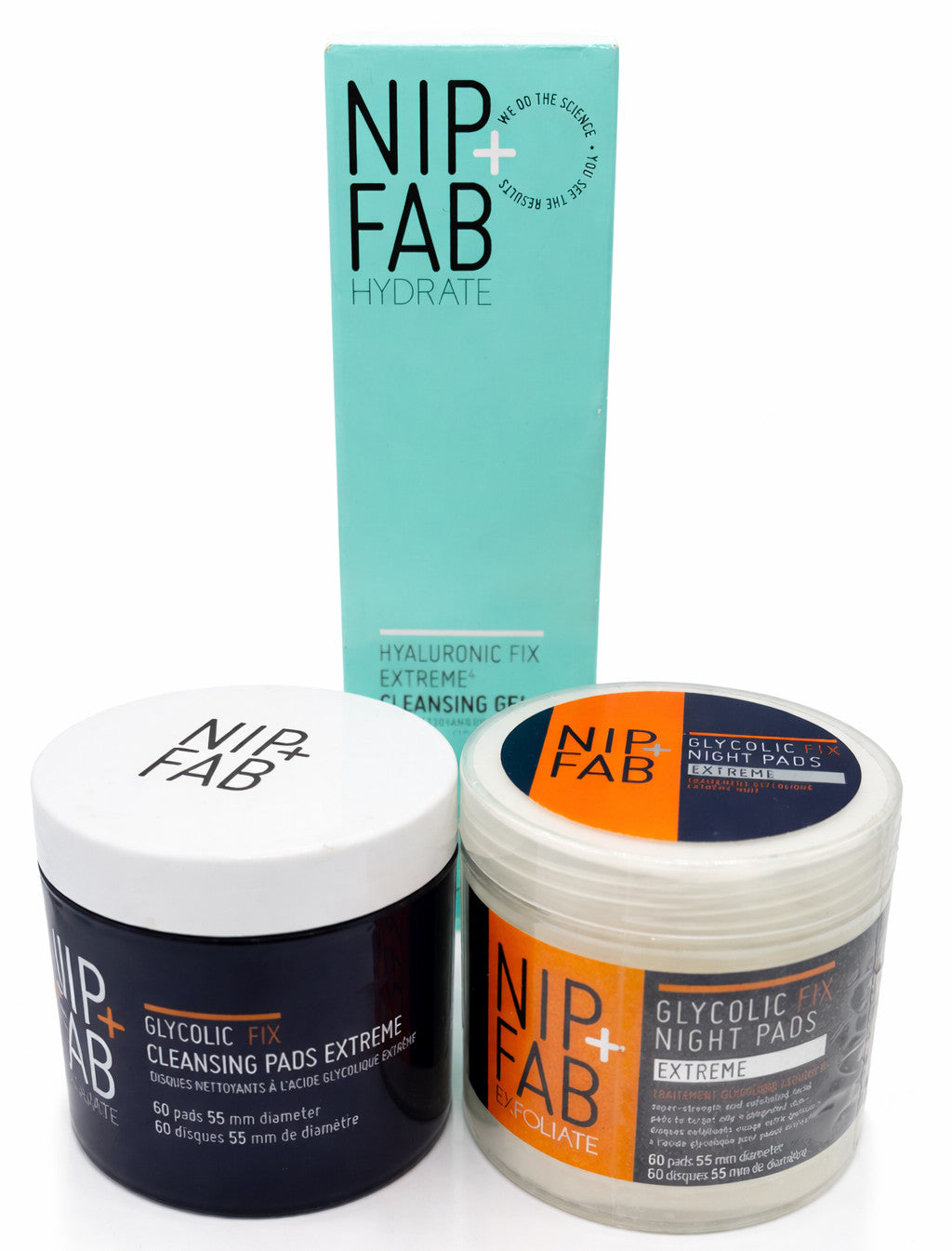 NIP + FAB Glycolic Fix Pads Extreme Night Cleanser Hyaluronic Bundle