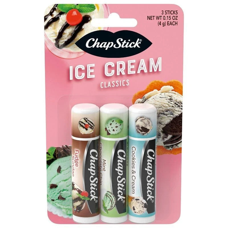 ChapStick Ice Cream Classics Lip Balm Set - 3 Pack, 0.15 oz Each