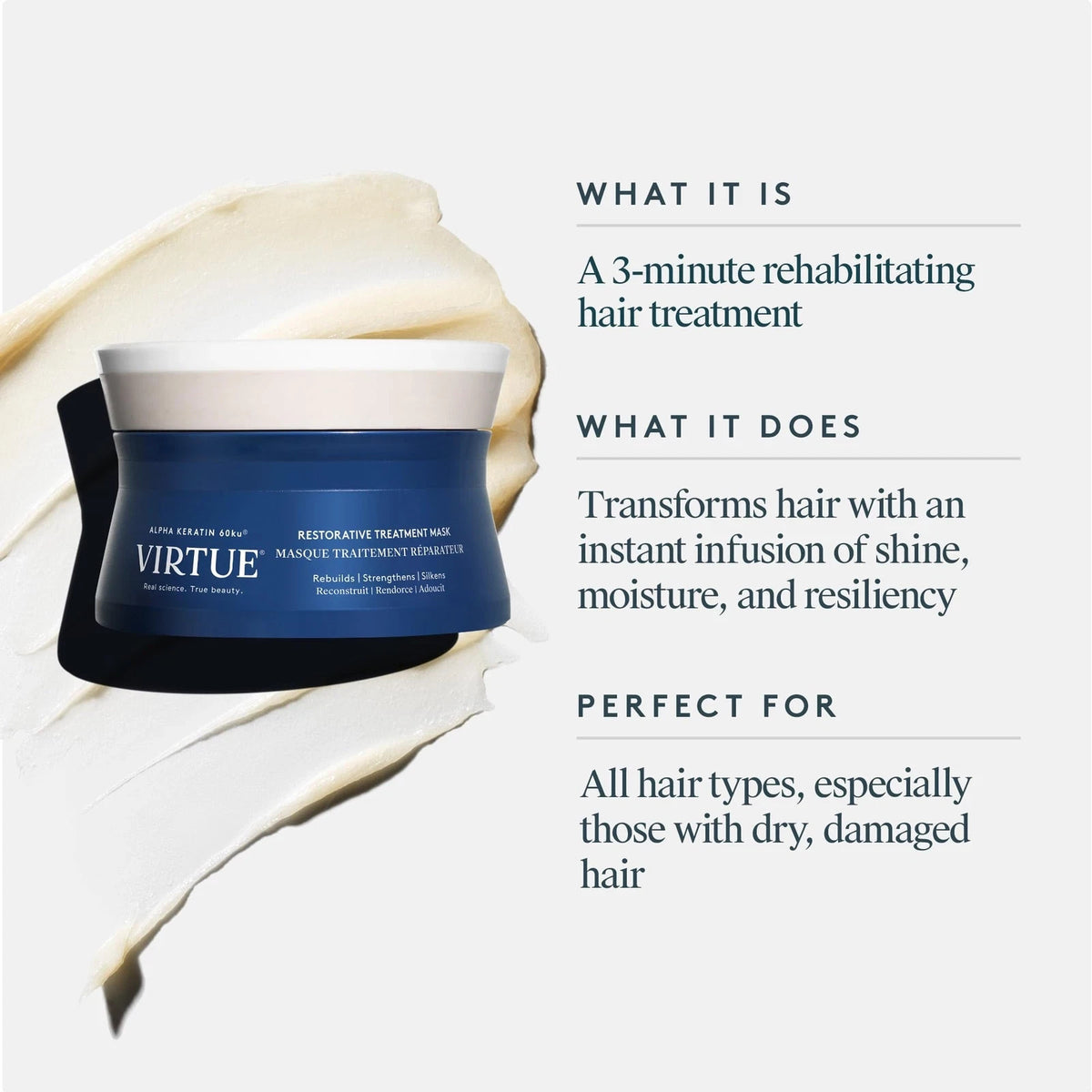 Restorative Hair Mask Treatment for Damaged Hair with Keratin & Baobab - 5 oz