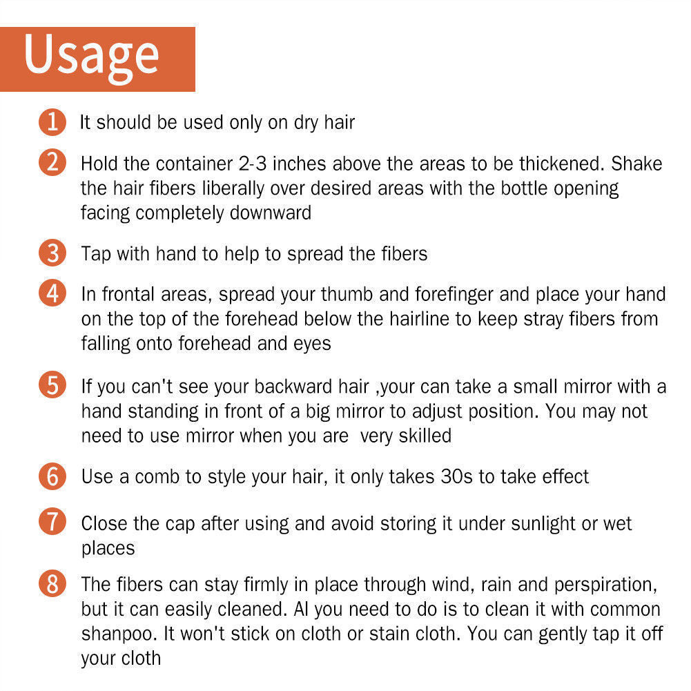 Black Hair Building Fiber 12g - Thickening Fibers