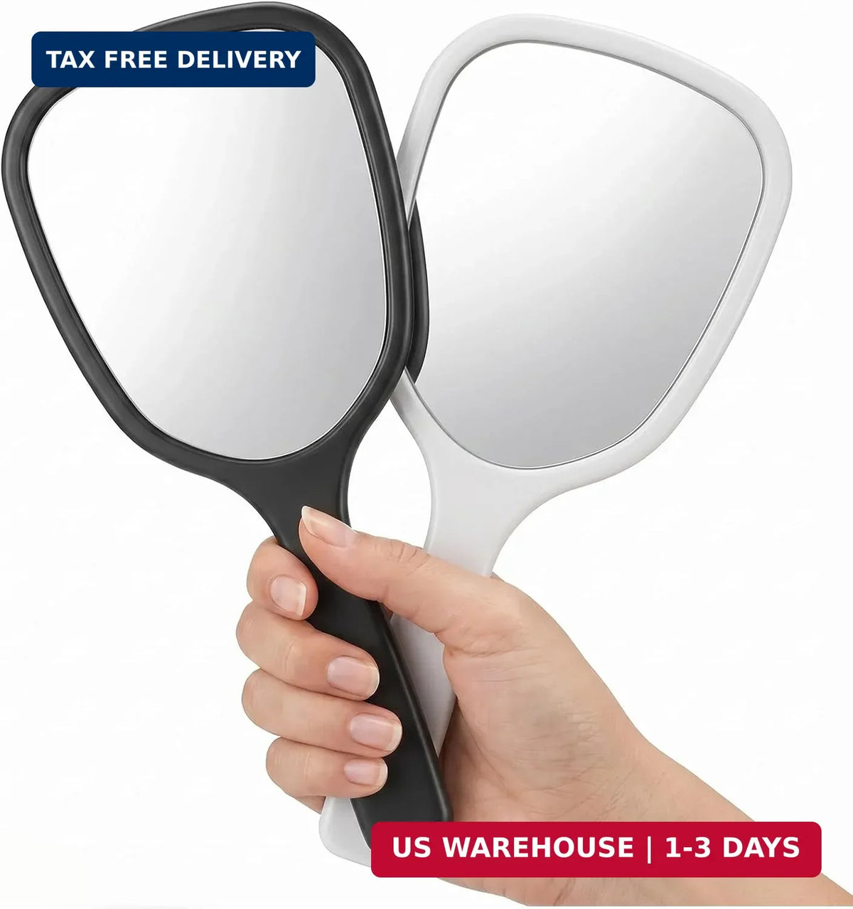 2 Pack Small Handheld Mirror with Handle - Compact Travel Vanity Mirrors for Men & Women