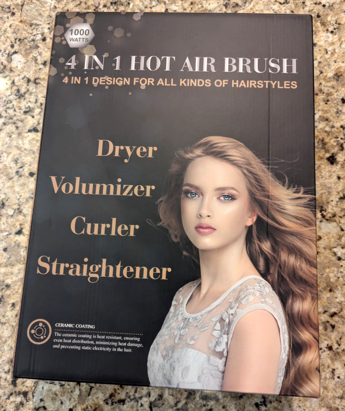 4-in-1 Hot Air Hair Brush, Blow Dryer, Volumizer, Straightener & Curler