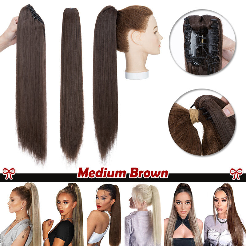 30-Inch Fluffy Ponytail Hair Extension with Claw Clip - Straight & Wave Styles