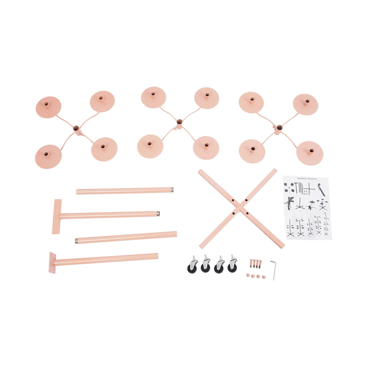 Pink 12-Head Heavy Duty Wig Stand Organizer with Rotating Tiers