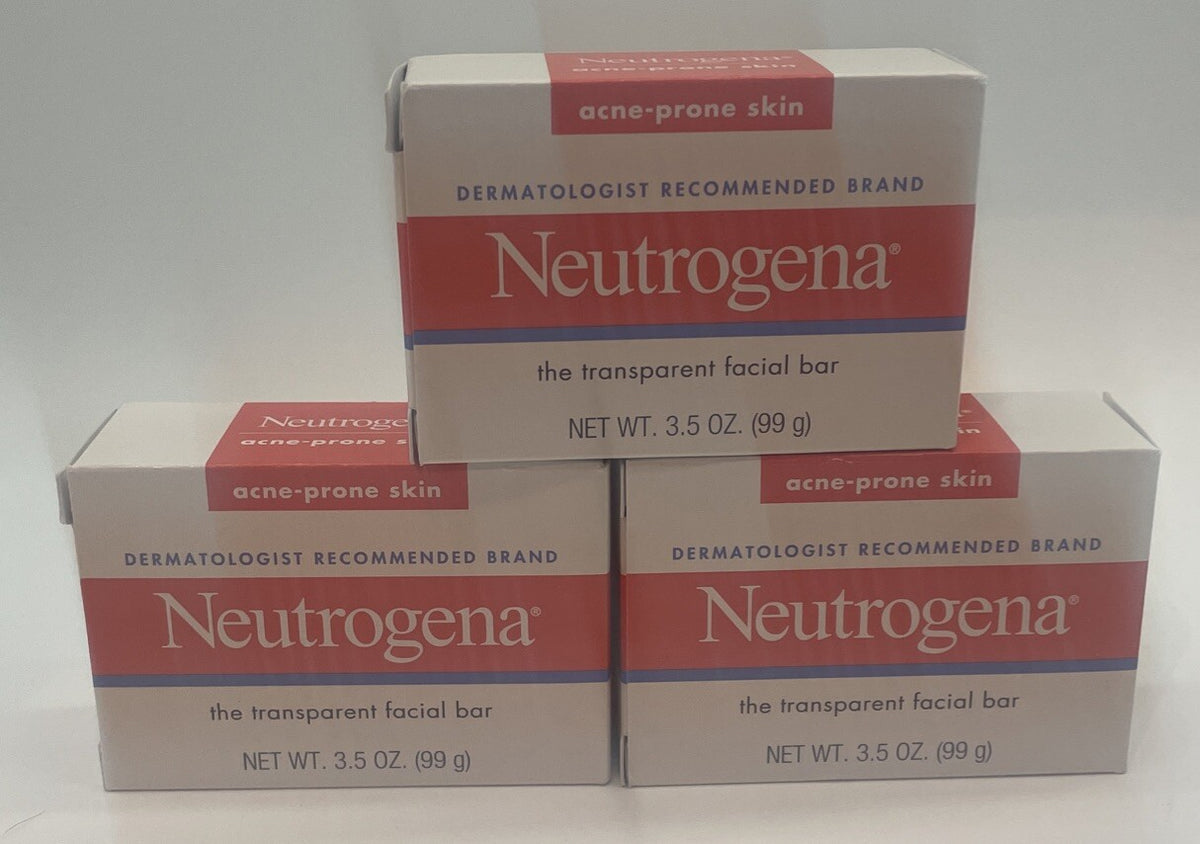 Neutrogena Acne Prone Skin Facial Bar - Transparent 3.5 Oz Pack of 3