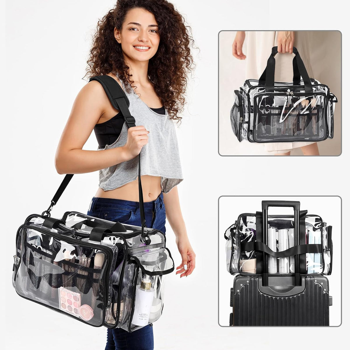 Large Clear Makeup Bag – Extra Large Clear Tote for Travel, Makeup Kit Organizer