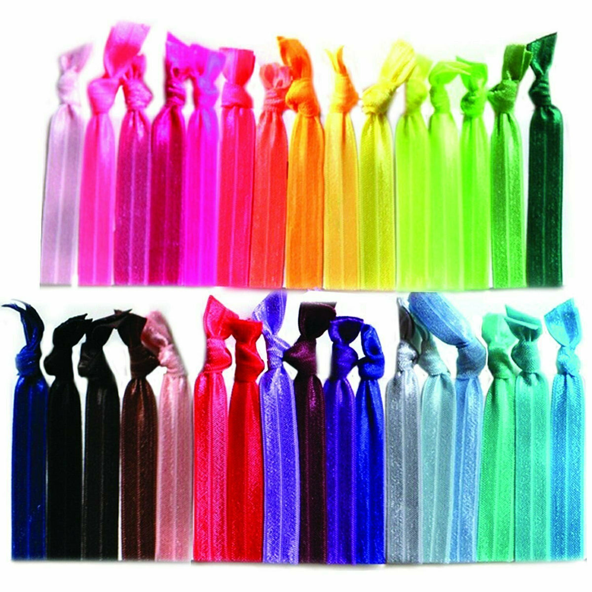 Rainbow Hair Ties No Damage or Creases Ribbon Stretchy Elastic 10