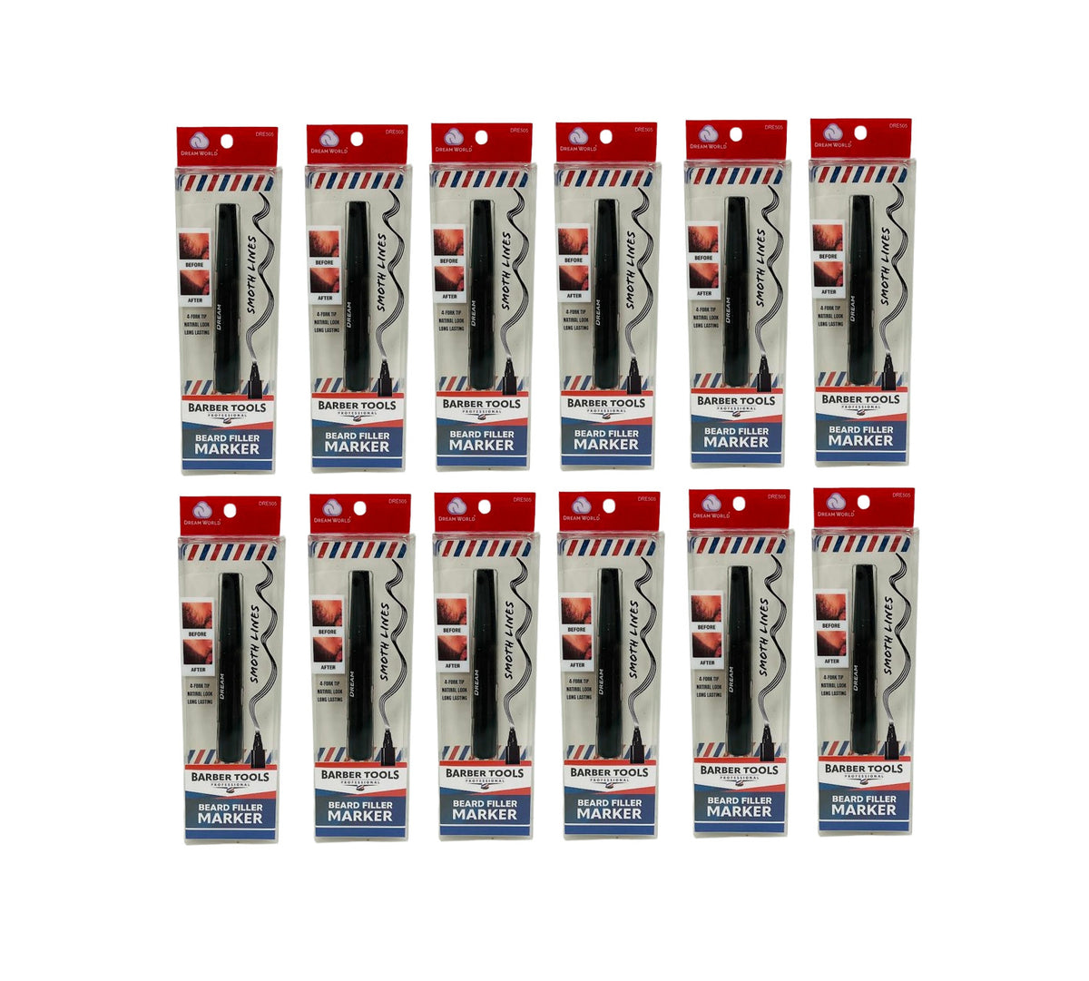 Beard Filler Marker - 4-Fork Tip, Natural Look, Black