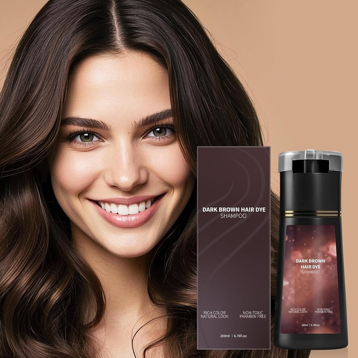 Hair Color Dye Shampoo - Dark Brown, 2 Pack