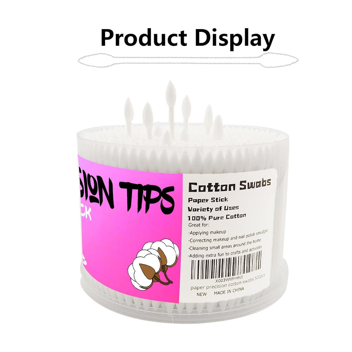 Double-Pointed Cotton Swabs - 500 Pack for Makeup & Precision Cleaning