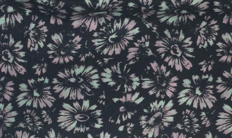 SunO Floral Cotton Canvas Makeup Bag - Black, Blue & Pink
