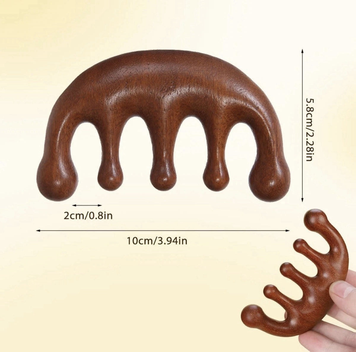 Wooden Scalp Massager & Gua Sha Comb Set for Hair Growth - 2 Pack