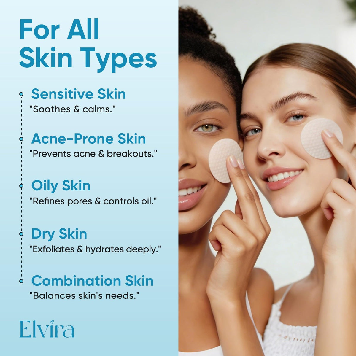 Elvira Glycolic Acid Exfoliating Facial Pads 1 Count (Pack of 60),